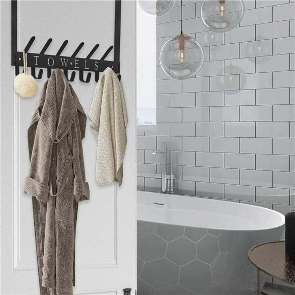 Towel Holder Over The Door Hooks Door Mount Towel Rack Organizer Metal Towel